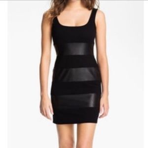 Bailey 44 Stripped Cotton Faux Leather Dress